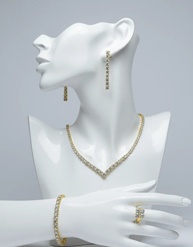 Classic V-Cut Crystal Jewelry Set